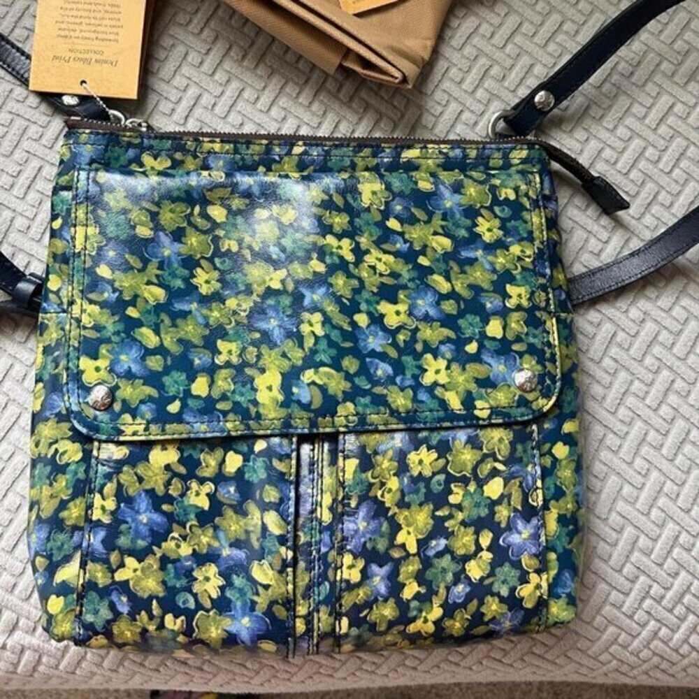 Patricia Nash ELLSON Leather Messenger Crossbody-Denim Blues-NWT